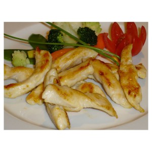 Mini filet de poulet bien cuit rôti stroganof*