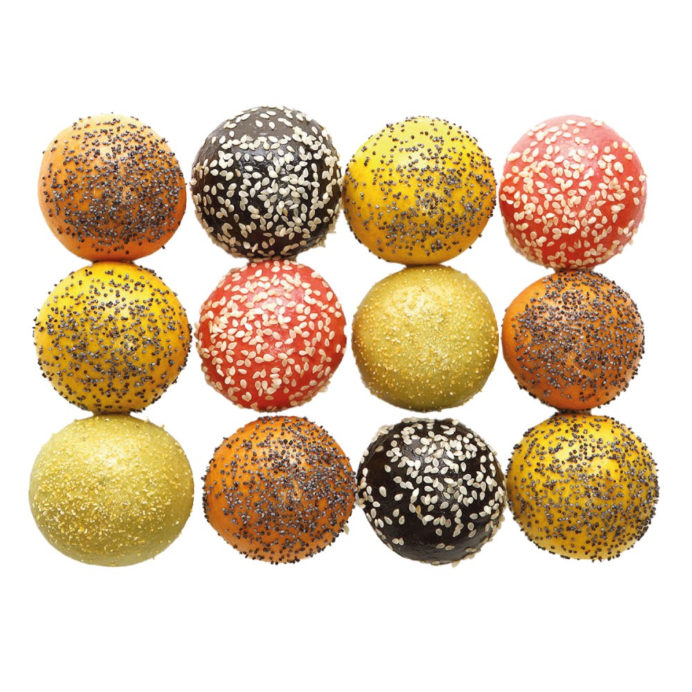 Mini-Brioches in 4 Farben (100 x 10 g) Ø 4,5 cm