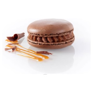 Schokoladen-Macaron mit flüssigem Karamellkern (70