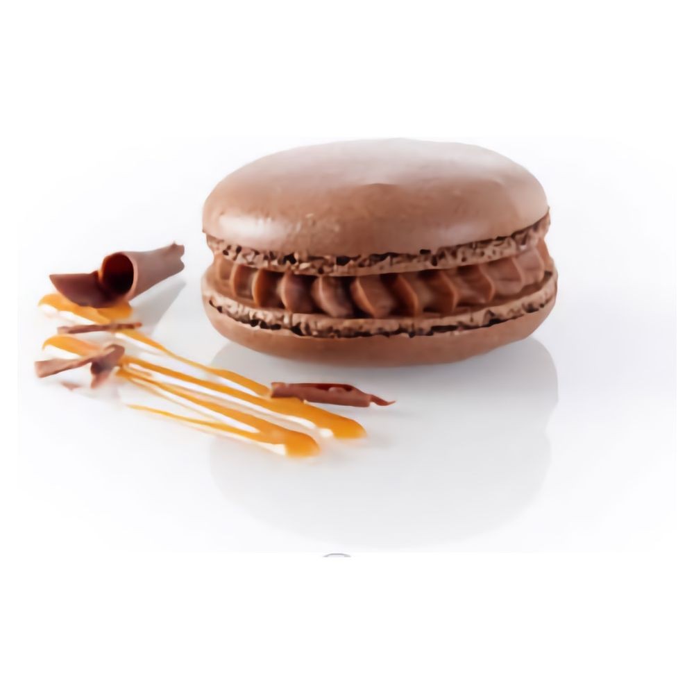 Schokoladen-Macaron mit flüssigem Karamellkern (70