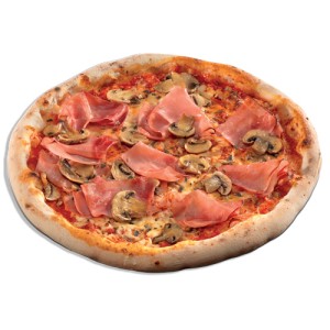 Pizza mit Schinken und Champignons (ca. 400 g)