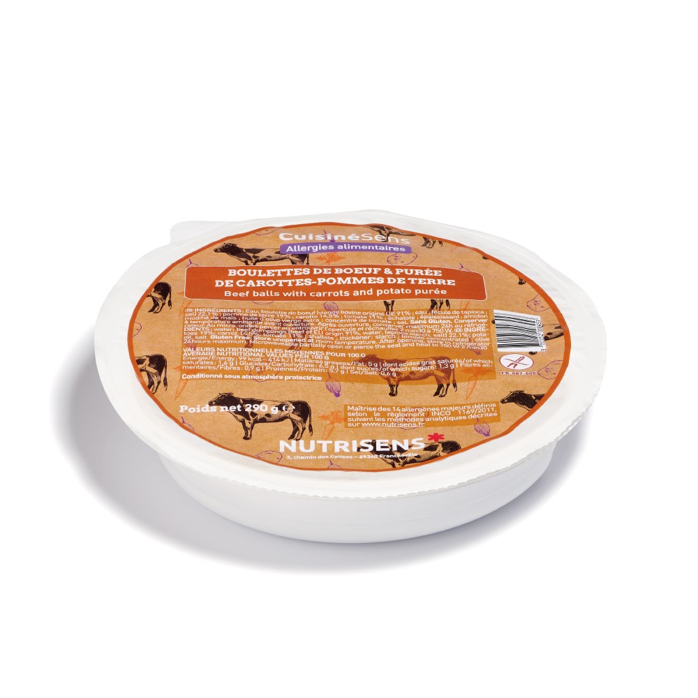 NUTRI Boulettes Boeuf,purée Carottes & PDT(290 gr)