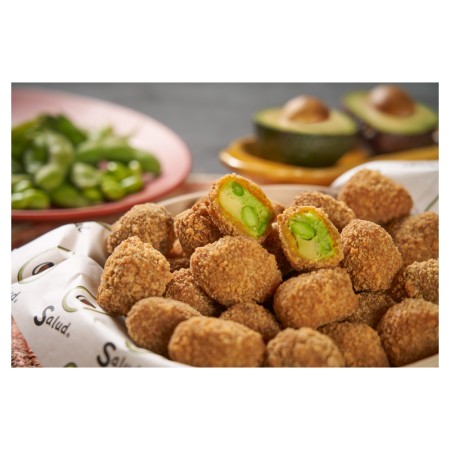 Avocado-, Edamame- und Katsu-Curry-Kügelchen